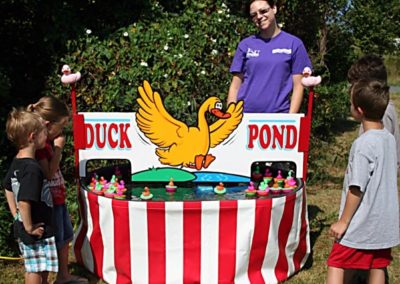 Who can forget as a child plucking a plastic duck from the water and eagerly checking the number on the bottom to see what you've won? This Duck pond is much bigger then our small duck pond.