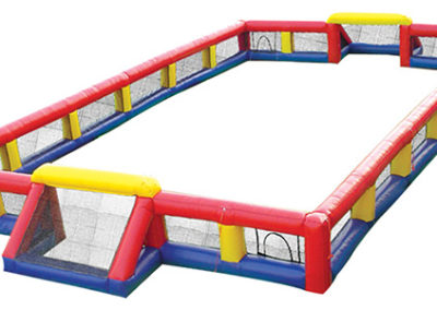 Human Foosball is a large inflatable version of the table game.