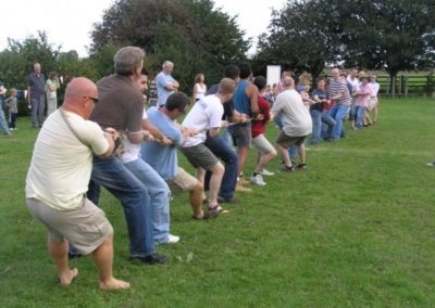 Groups of people playing tug-o-war