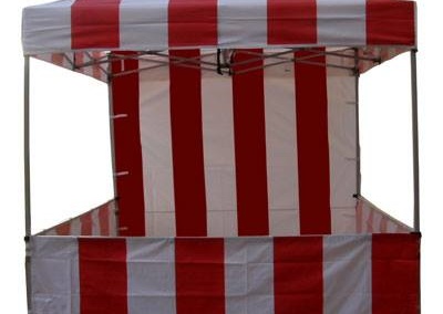 Carnival Tent that is 8'x8' with red and white vertical stripes